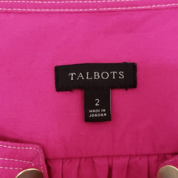 Talbots Pink Short Sleeved Rolled Sleeve Top Blouse with Pockets - Picture 4 of 6